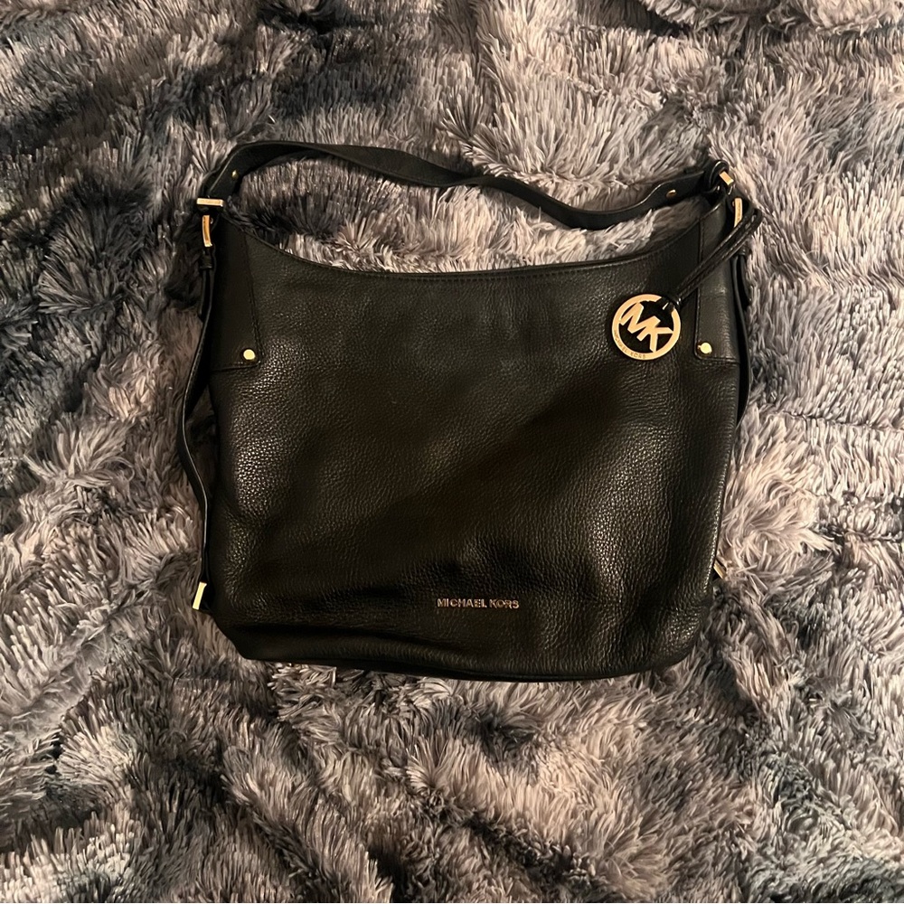 Michael Kors Black Pebbled Leather Shoulder Bag